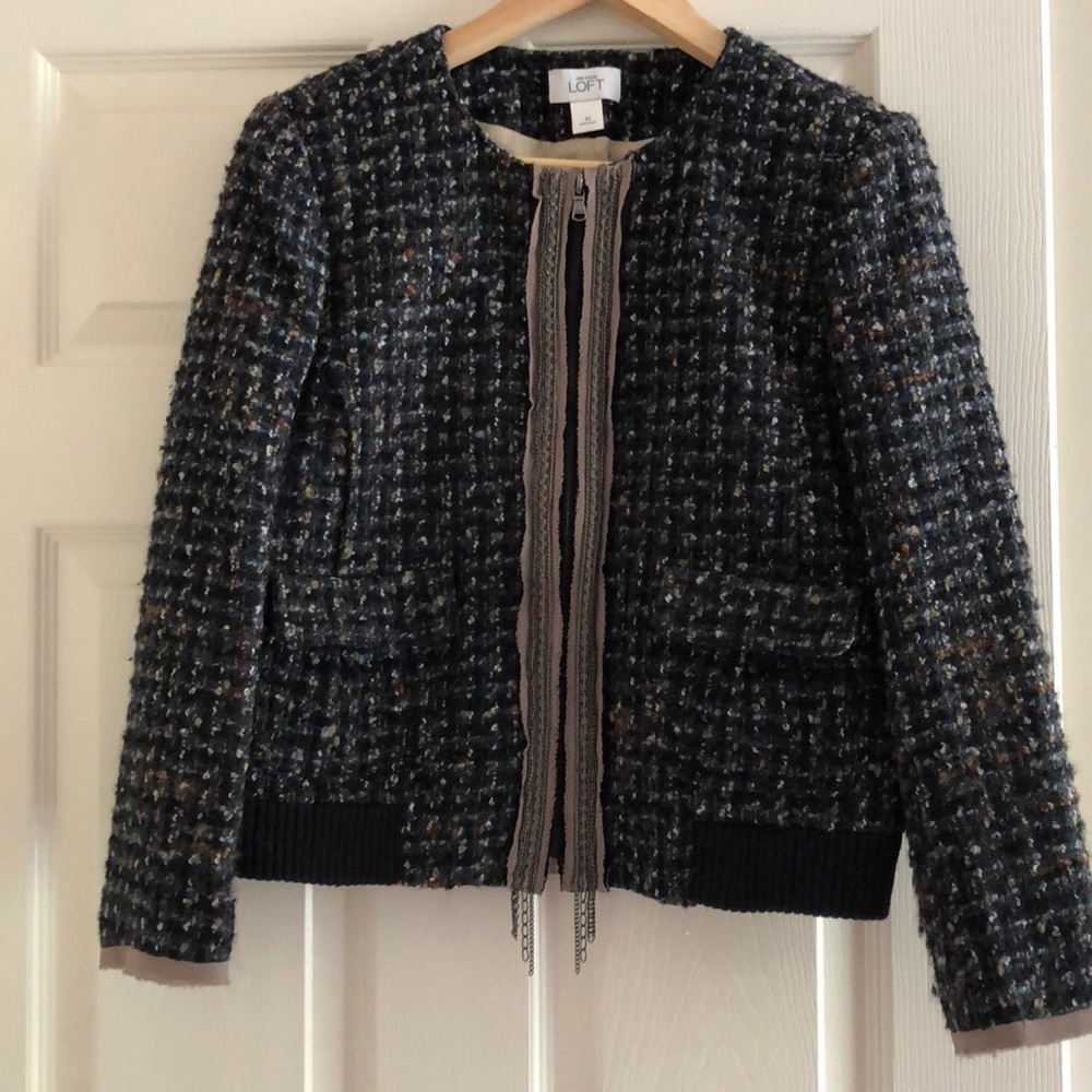Ann Taylor LOFT tweed bomber jacket